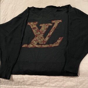 Black Sweater with Red Embellished Logo